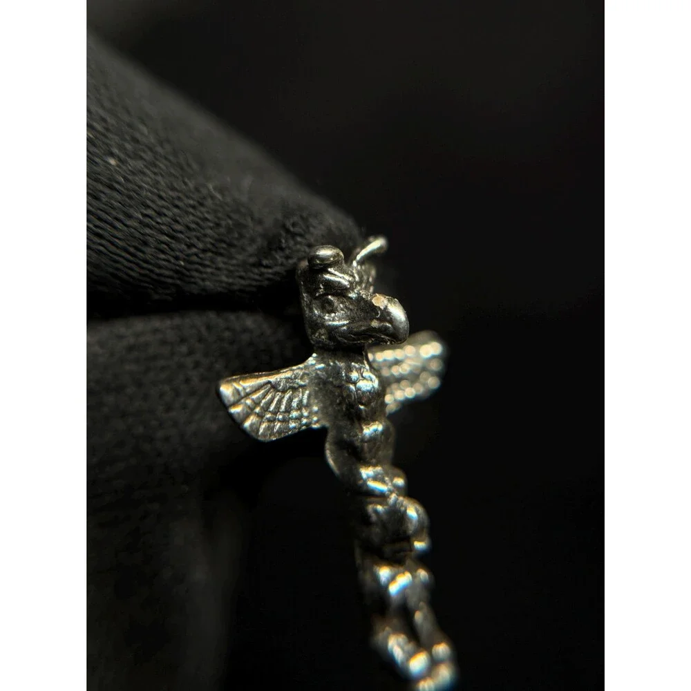 Vintage Native American Sterling Silver Totem Pole Pin Brooch Unmarked